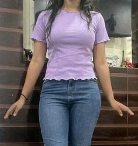 Cute Purple Lettuce Hem Top
