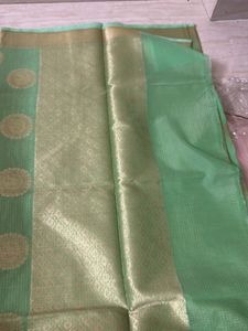 Mint Green &amp; Gold Traditional Saree
