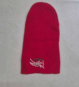 Red Beanie with White Embroidery