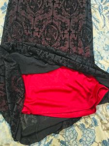 Elegant Black &amp; Red Lace Dress