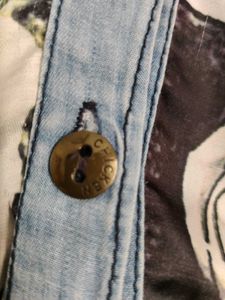 Unique Graphic Print Denim Shirt