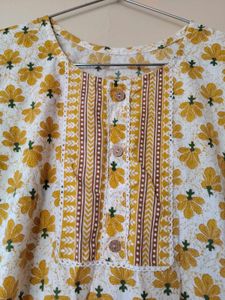 Yellow Flower print Kurta
