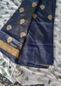 Elegant Navy Blue Embroidered Saree