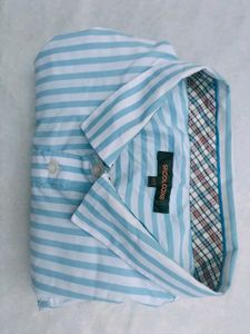 cotton Blue Striped Men's Shirt