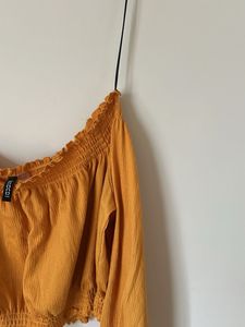 Chic Mustard Yellow Bardot Top