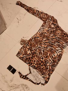 xxl Leopard Print One Shoulder Dress