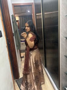 Elegant Brown Floral Lehenga Choli