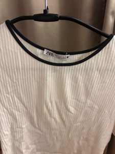 Zara ribbed White Top with Black Trim