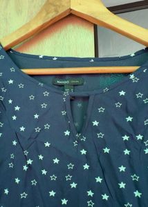 Mango Navy Blue Star Print Dress