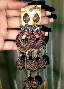 Boho Peacock Jhumka Earrings