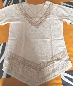 Boho White Embroidered Kurta Top