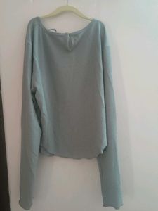 Sparkly Grey Ribbed Long Sleeve Top