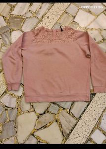 Pink Lace Trimmed Sweater