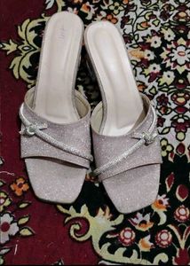 Sparkling Heeled Mules with Rhinestone Bow