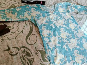 Blue Floral Print Kurta