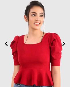 Stylish Red Peplum Top
