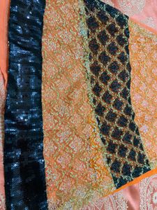 Orange &amp; Black Embroidered Kurta