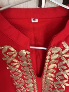 Red Embroidered Kurta