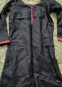 Classic Black Kurti with Red Accent