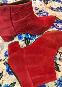 Red Suede Ankle Boots