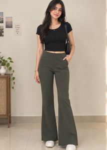 Stylish Olive Green Flared Pants