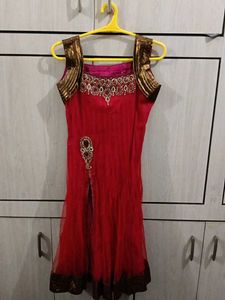 Red Embellished Party wear kurta set