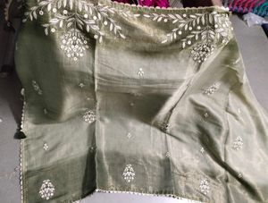 Elegant heavy  Saree 2 shade of green