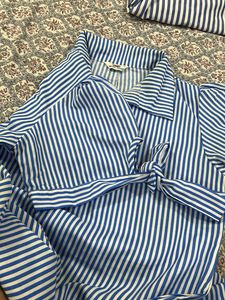 Blue and White Striped Button-Up Shirt