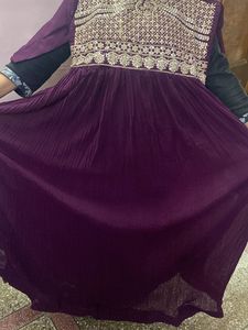 Elegant Purple Wine Embellished Gown