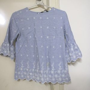 Eyelet Embroidered Bell Sleeve Top