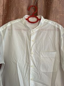 Classic White Band Collar Shirt