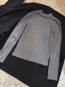 Grey Mock Neck Long Sleeve Top