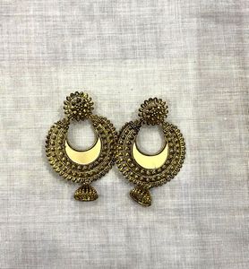 Boho Crescent Moon Jhumka Earrings