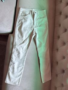Stylish Beige Faux Leather Pants
