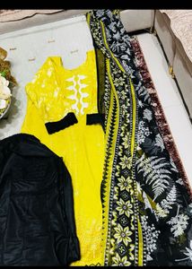 elegant yellow suit patch work