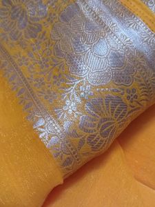 Vibrant Yellow Saree with Gold Border