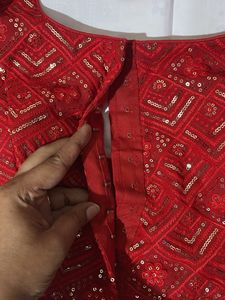 Red Embellished Saree Blouse
