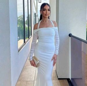 White Halter Neck Maxi Dress