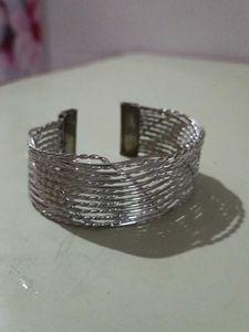 Elegant Silver Tone Woven Cuff Bracelet