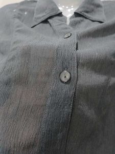 Elegant Gray Button-Down Top