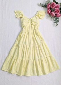 💛 Pastel Yellow Tiered Maxi Dress | Ruffle Sleeve