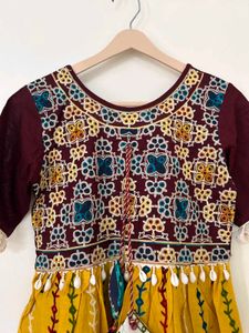 Embroidered A-line thread work organic cotton kurt