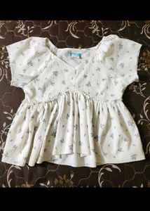 Chic White Floral Peplum Top