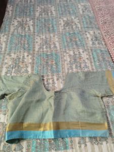 Beautiful Blue Saree with Gold Print