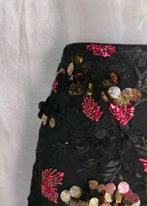 Sparkling Black Sequin Floral Skirt