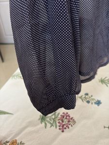 Chic Navy Polka Dot Blouse