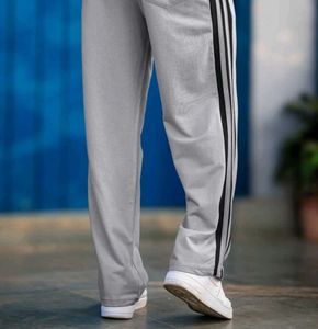 Men's Grey Track Pants with Black Stripes