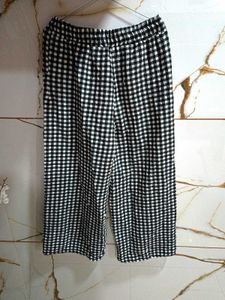 Black &amp; White Gingham Wide Leg Pants