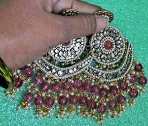 Stunning Pink Beaded Statement Earrings