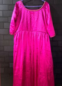 Rani Pink / Magenta Silk Kurta with beads work